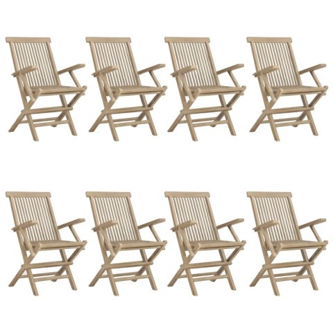 VidaXL Składane krzesła ogrodowe, 8 szt., szare, 56x61x89 cm, tekowe