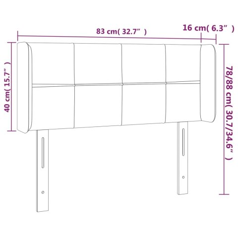 VidaXL Zagłówek do łóżka z LED, taupe, 83x16x78/88 cm, tkanina