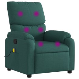 VidaXL Fotel masujący z funkcją relaksacji, ciemnozielony materiał
