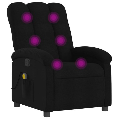 VidaXL Fotel masujący z funkcją relaksacji, czarny, materiałowy