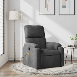 VidaXL Fotel masujący z funkcją rozkładania, ciemnoszary, z mikrofibry