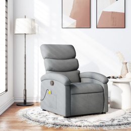 VidaXL Fotel masujący z funkcją rozkładania, jasnoszary, materiał