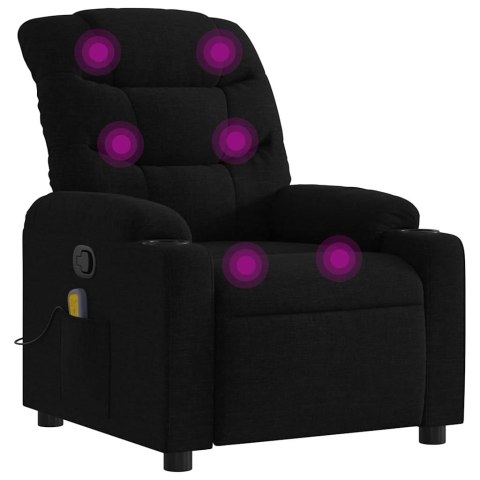 VidaXL Fotel masujący z funkcją relaksacji, czarny, materiałowy