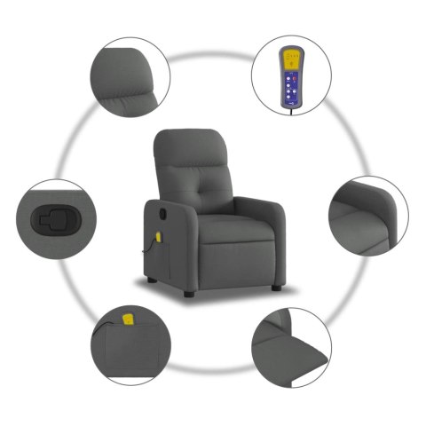 VidaXL Fotel masujący z funkcją rozkładania, ciemnoszary materiał