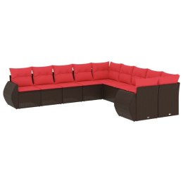VidaXL 10-cz. zestaw wypoczynkowy do ogrodu z poduszkami, brązowy polirattan