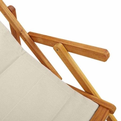 VidaXL Krzesło składane z podłokietnikami, drewno akacjowe w kolorze taupe i tkanina