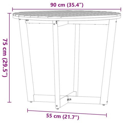 VidaXL Okrągły stół ogrodowy Ø90x75 cm z litego drewna akacjowego