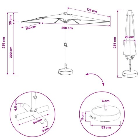 PARASOL OGRODOWY Z LED-OWYMI LAMPKAMI 200X300CM POLIESTER