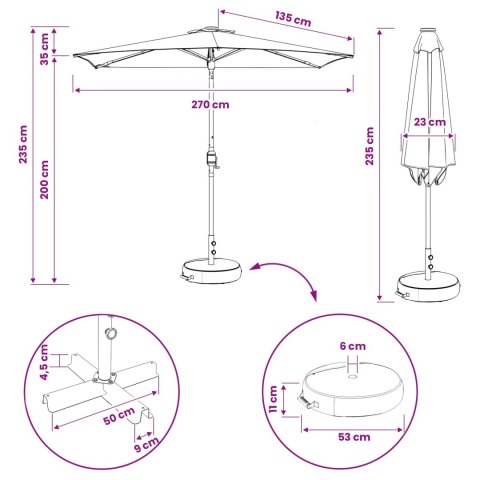 PARASOL OGRODOWY Z OŚWIETLENIEM LED I PODSTAWĄ 2,7 X 2,7 M