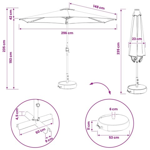 PARASOL OGRODOWY Z LED-OWYMI LAMPKAMI 300X300CM POLIESTER