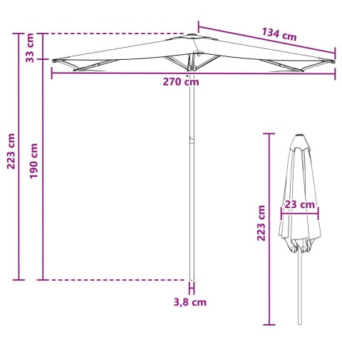 PARASOL OGRODOWA 270X270CM POLIESTER PROSTOKĄTNY CZARNY