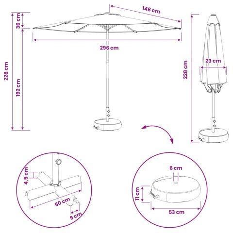 PARASOL OGRODOWA 300X300CM POLIESTER PROSTOKĄTNY CZARNY