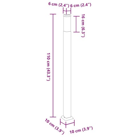 VidaXL Słupek oświetleniowy 110 cm Czarny IP44