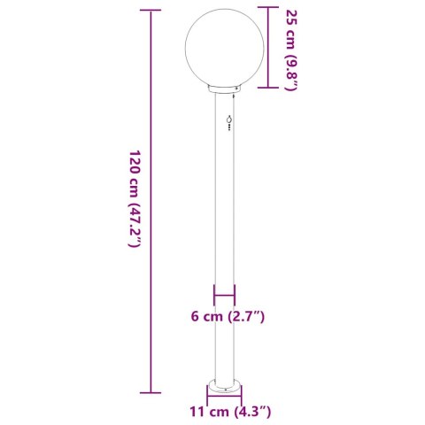 VidaXL Słupek oświetleniowy z czujnikiem 120 cm Czarny IP44