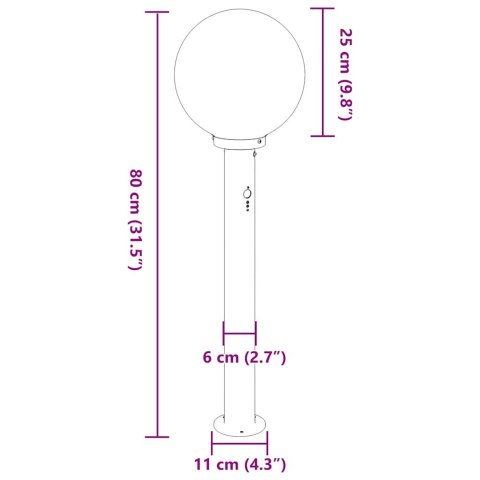 VidaXL Słupek oświetleniowy z czujnikiem 80 cm Stal nierdzewna IP44