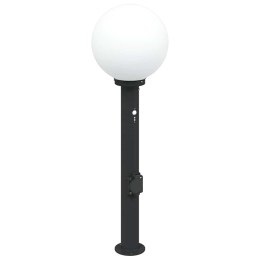 VidaXL Słupek oświetleniowy z czujnikiem i gniazdkiem 80 cm, czarny, IP44
