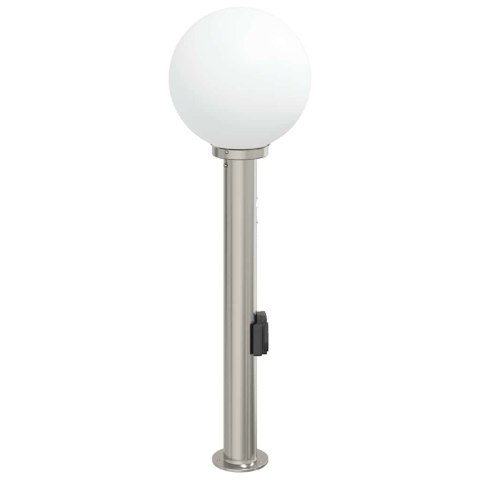 VidaXL Słupek oświetleniowy z czujnikiem i gniazdkiem 80 cm, stal nierdzewna IP44