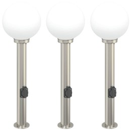 VidaXL Słupki oświetleniowe z wyjściem 3 szt. 80 cm Stal nierdzewna IP44