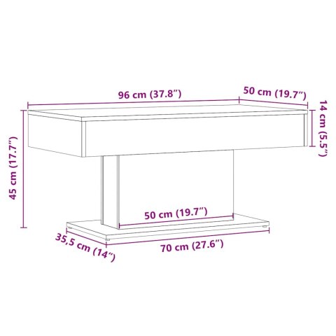 VidaXL Stolik kawowy Artisan Oak 96x50x45 cm Drewno konstrukcyjne