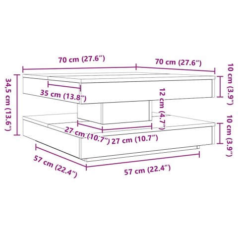 VidaXL Stolik kawowy obrotowy 360 stopni, biały, 70x70x34,5 cm