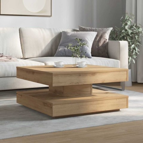 VidaXL Stolik kawowy obrotowy 360 stopni, dąb rzemieślniczy, 70x70x34,5 cm