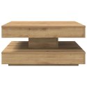 VidaXL Stolik kawowy obrotowy 360 stopni, dąb rzemieślniczy, 70x70x34,5 cm