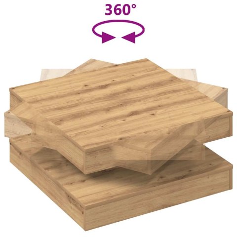 VidaXL Stolik kawowy obrotowy 360 stopni, dąb rzemieślniczy, 70x70x34,5 cm