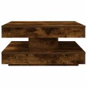 VidaXL Stolik kawowy obrotowy 360 stopni, dąb wędzony, 70x70x34,5 cm