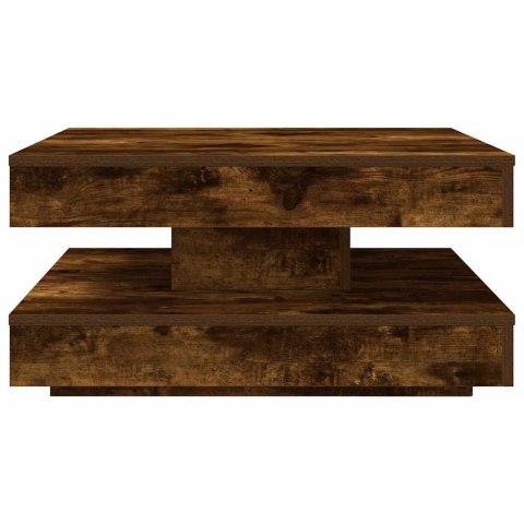 VidaXL Stolik kawowy obrotowy 360 stopni, dąb wędzony, 70x70x34,5 cm