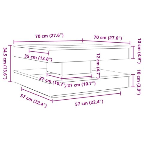 VidaXL Stolik kawowy obrotowy 360 stopni, szary Sonoma, 70x70x34,5 cm