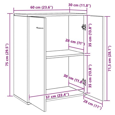 VidaXL Komoda Czarny Dąb 60x30x75 cm Drewno klejone