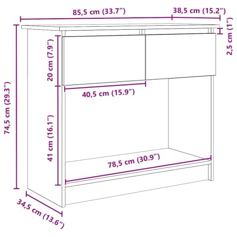 VidaXL Konsola ze Szufladami Stare Drewno 85,5x38,5x74,5 cm