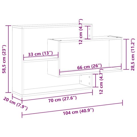 VidaXL Półka ścienna czarny dąb 104x20x58,5 cm Drewno konstrukcyjne