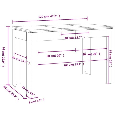VidaXL Stół jadalny dąb czarny 120x60x76 cm Drewno konstrukcyjne