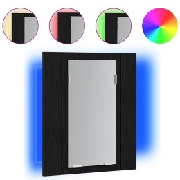 VidaXL Szafka łazienkowa z lustrem LED, czarny dąb, 40x12x45 cm, drewno konstrukcyjne
