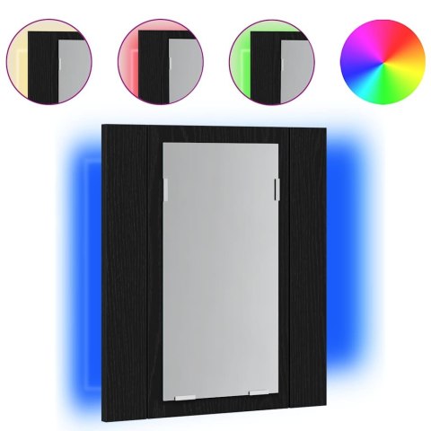 VidaXL Szafka łazienkowa z lustrem LED, czarny dąb, 40x12x45 cm, drewno konstrukcyjne