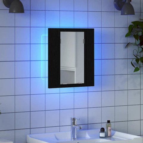VidaXL Szafka łazienkowa z lustrem LED, czarny dąb, 40x12x45 cm, drewno konstrukcyjne