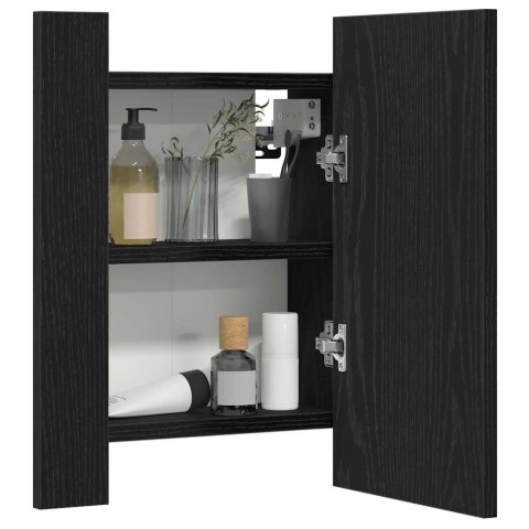 VidaXL Szafka łazienkowa z lustrem LED, czarny dąb, 40x12x45 cm, drewno konstrukcyjne