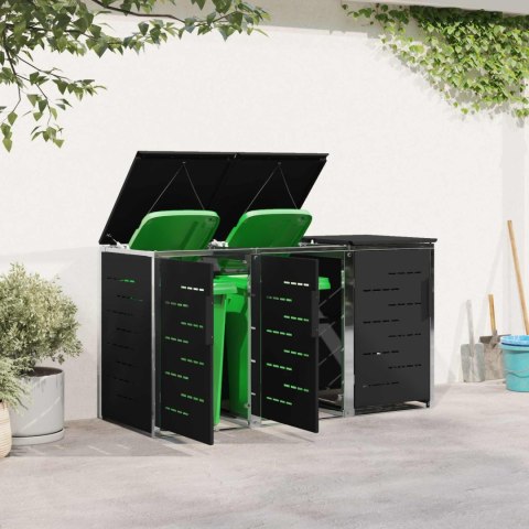 VidaXL Przechowywanie kosza na odpady Czarny 207 x 77,5 x 112,5 cm