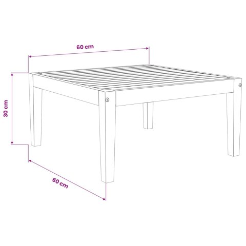 VidaXL stół Lite Drewno Akacji naturalny 60 x 60 x 30 cm