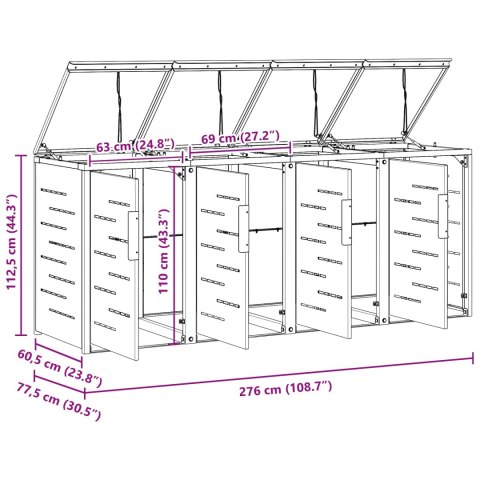 PRZECHOWYWANIE KOSZA NA ODPADY CZARNY 276X77,5X112,5CM