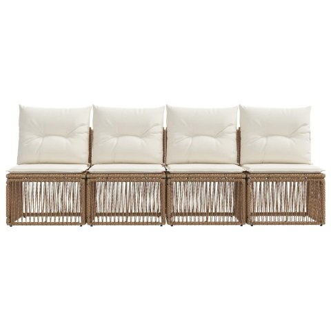 SOFA 4-OSOBOWA 4 PCS 4-LICZBA MIEJSC BEŻOWY POLIRATTAN