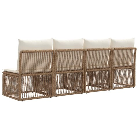 SOFA 4-OSOBOWA 4 PCS 4-LICZBA MIEJSC BEŻOWY POLIRATTAN