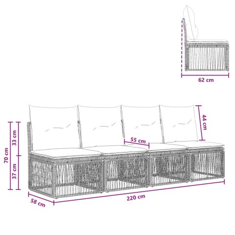 SOFA 4-OSOBOWA 4 PCS 4-LICZBA MIEJSC BEŻOWY POLIRATTAN