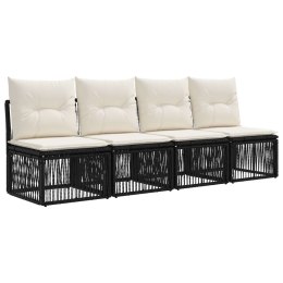 VidaXL Sofa 4-osobowa 4 pcs 4-Liczba miejsc Czarny polirattan