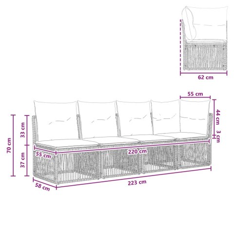 SOFA 4-OSOBOWA Z LEWYM PODŁOKIETNIKIEM 4 PCS 4-LICZBA MIEJSC