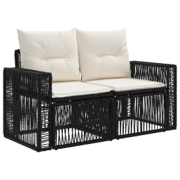 VidaXL Sofa Ogrodowa 2-Liczba miejsc Czarny polirattan