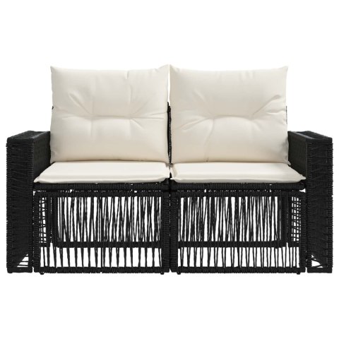 VidaXL Sofa Ogrodowa 2-Liczba miejsc Czarny polirattan