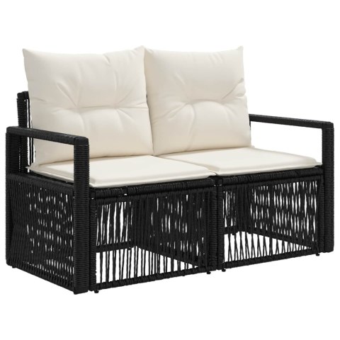 VidaXL Sofa Ogrodowa 2-Liczba miejsc Czarny polirattan
