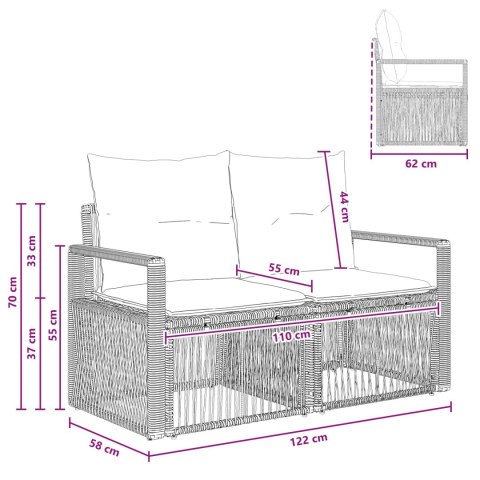 SOFA OGRODOWA 2-LICZBA MIEJSC SZARY POLIRATTAN